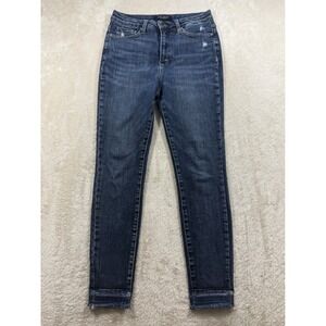 Judy Blue Womens Skinny High Rise Raw Hem Blue Jeans 9/29 Meas:‎ 28x28
